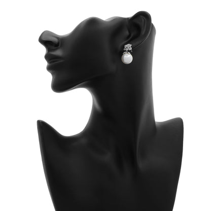 Exclusive 18K White Gold 12.9mm South Sea Pearl Blossom Drop Earrings — Back View
