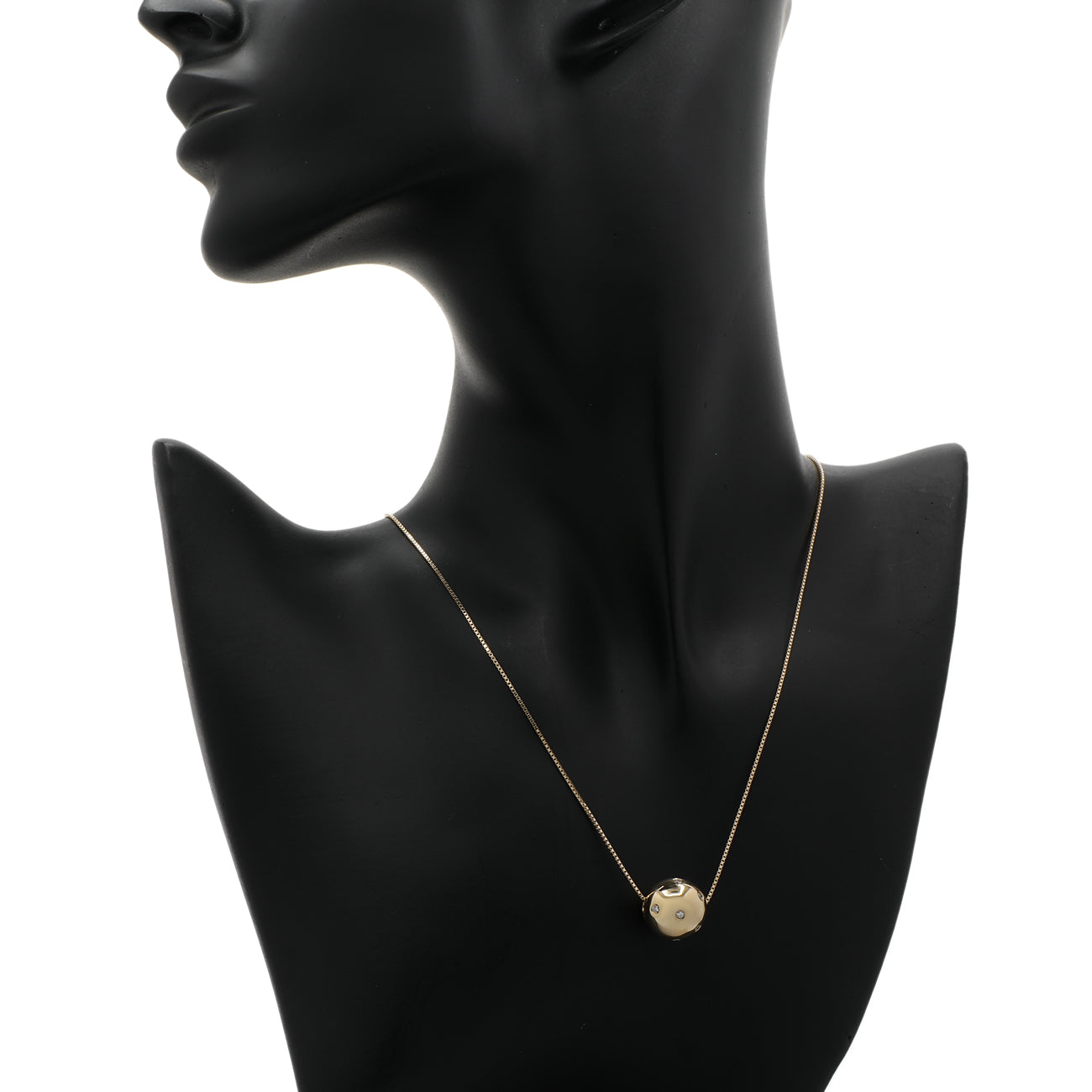 Exclusive 18K Yellow Gold Diamond Slide Sphere Pendant — Back View