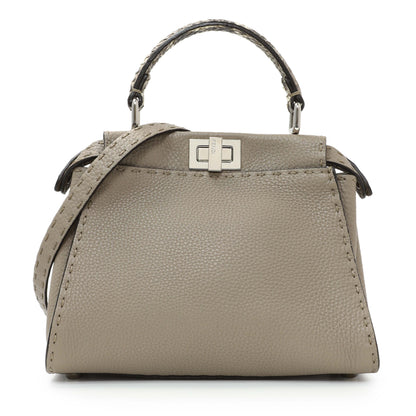 Exclusive Fendi Plaster Cuoio Romano Snakeskin Selleria Mini Peekaboo Iconic Satchel — Front View