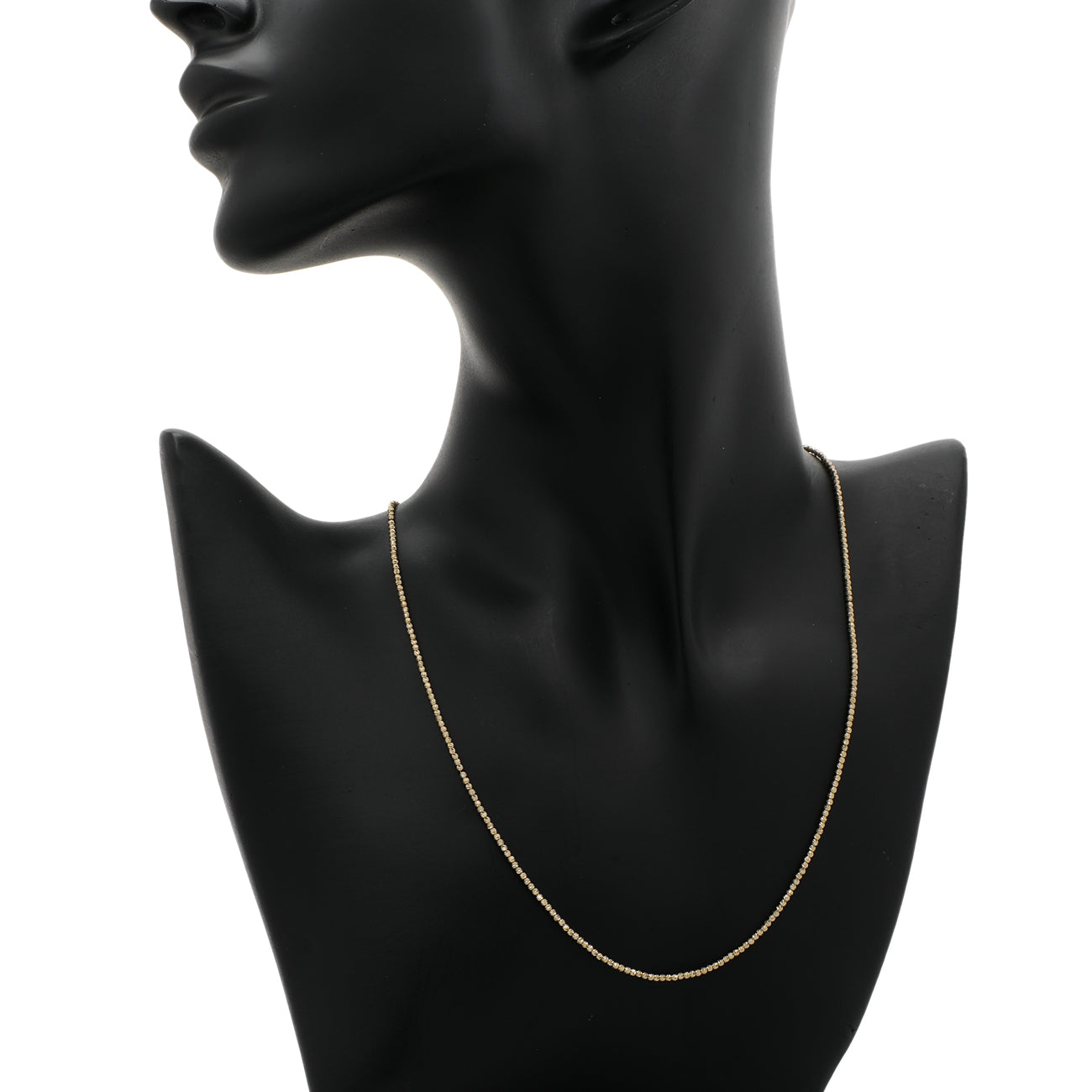 Exclusive 18K Yellow Gold Adjustable Diamond Cut Bead Chain — Back View