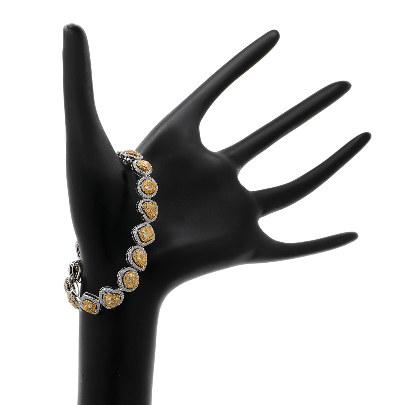 Exclusive 18K White Gold 6.76 Carat Fancy Yellow Diamond Bracelet — Back View