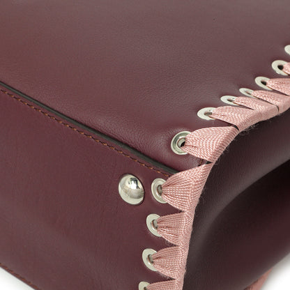 Exclusive Fendi Dark Red Rosa Doll Vitello Dolce Ribbon Lace Up Petite 2Jours Tote — Alternate View 7