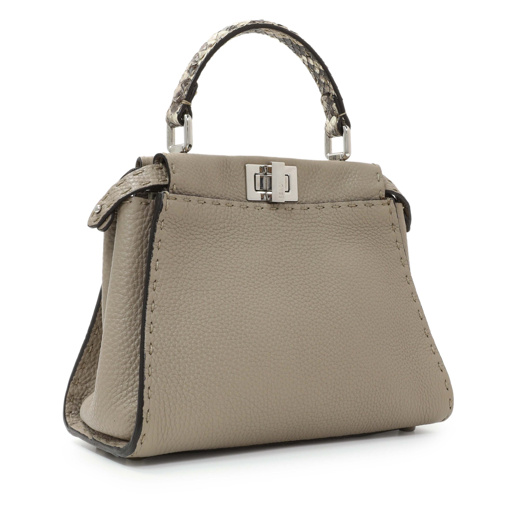 Exclusive Fendi Plaster Cuoio Romano Snakeskin Selleria Mini Peekaboo Iconic Satchel — Side View