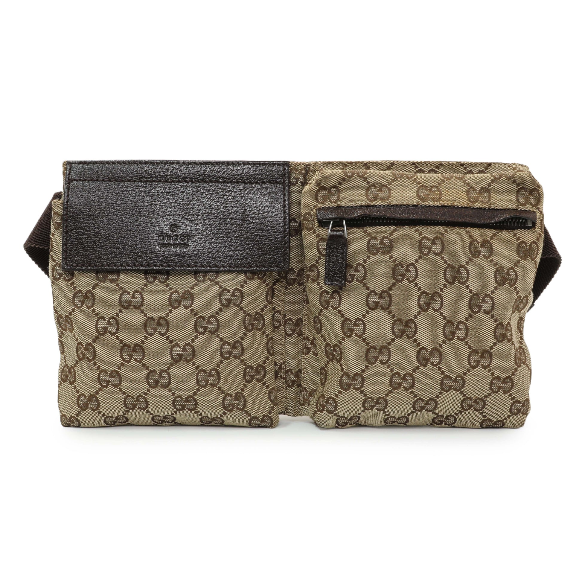 Exclusive Gucci Monogram Double Pocket Belt Bag — Front View