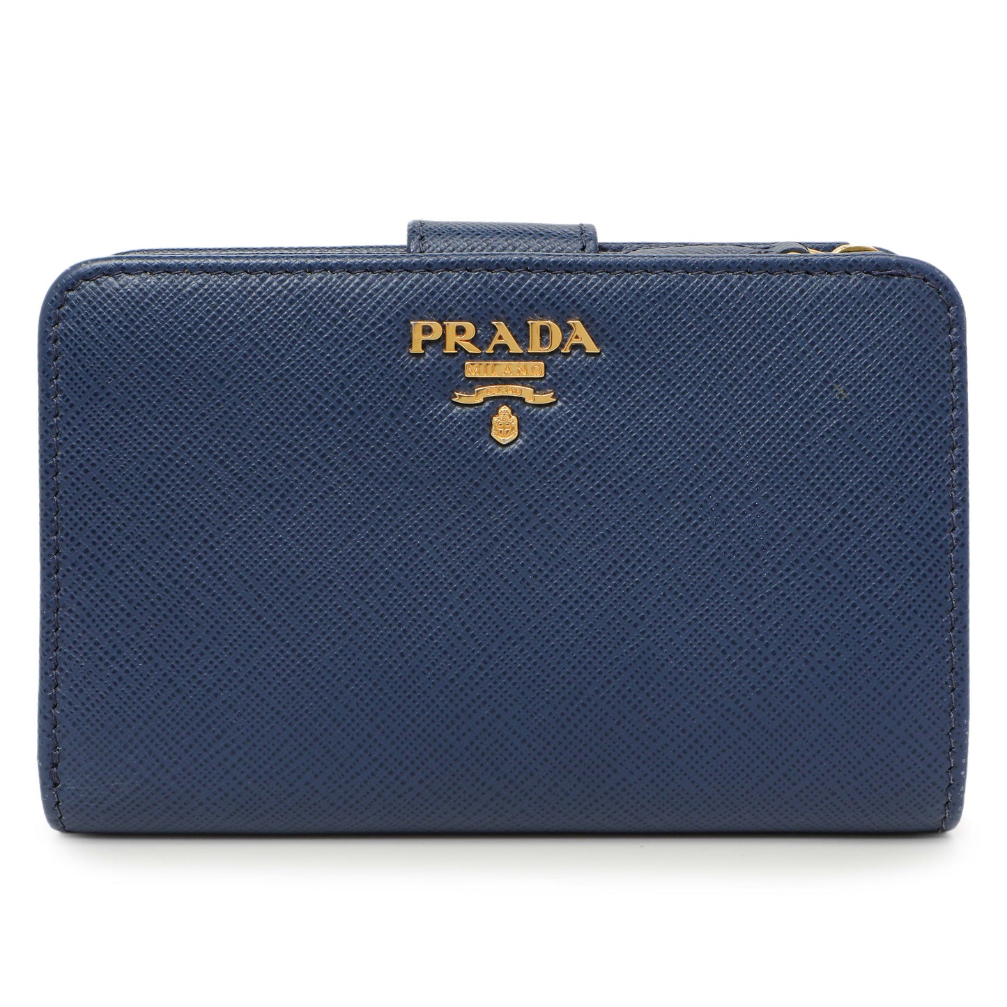 Exclusive Prada Blue Saffiano Small Wallet — Front View