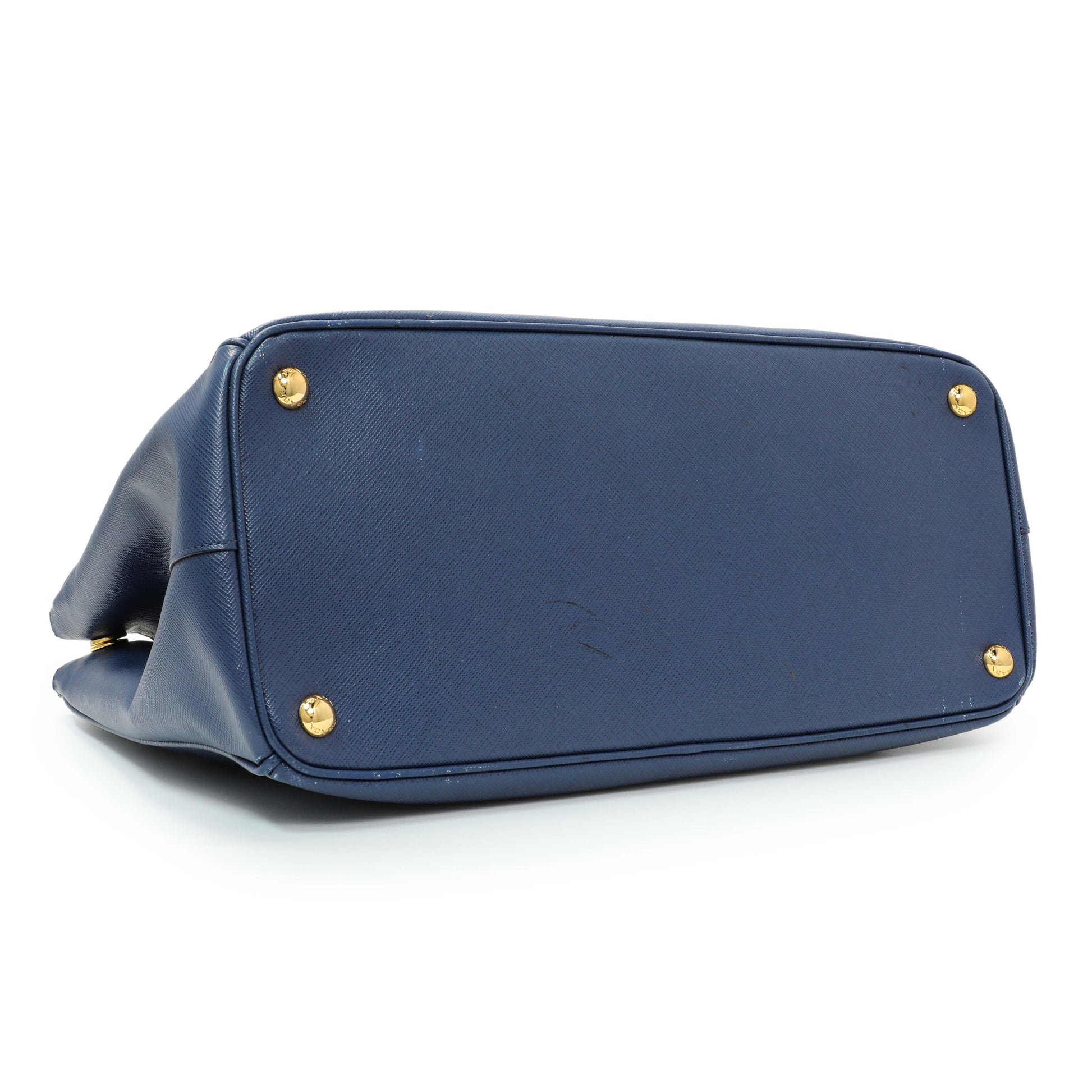 Exclusive Prada Blue Saffiano Medium Galleria Double Zip Tote — Back View