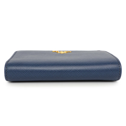 Exclusive Prada Blue Saffiano Small Wallet — Back View
