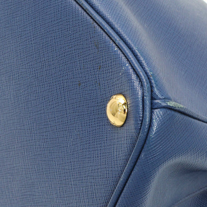 Exclusive Prada Blue Saffiano Medium Galleria Double Zip Tote — Detail View