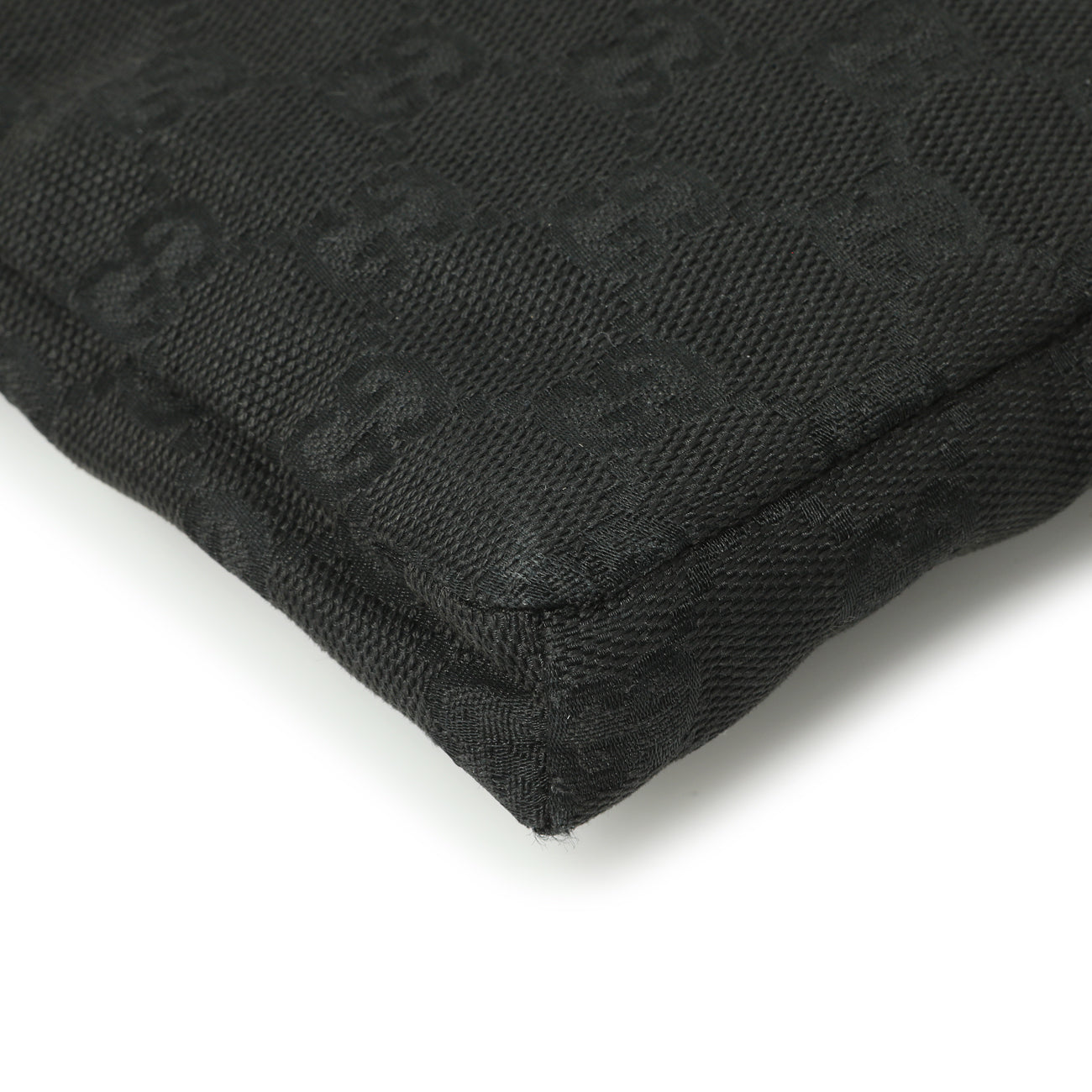 Exclusive Gucci Black GG Monogram Double Pocket Belt Bag — Lifestyle View