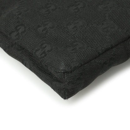 Exclusive Gucci Black GG Monogram Double Pocket Belt Bag — Lifestyle View