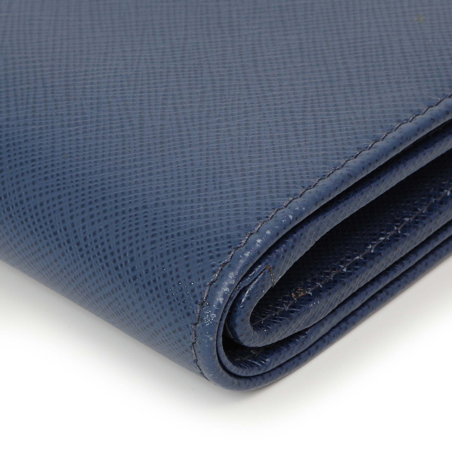 Exclusive Prada Blue Saffiano Small Wallet — Detail View