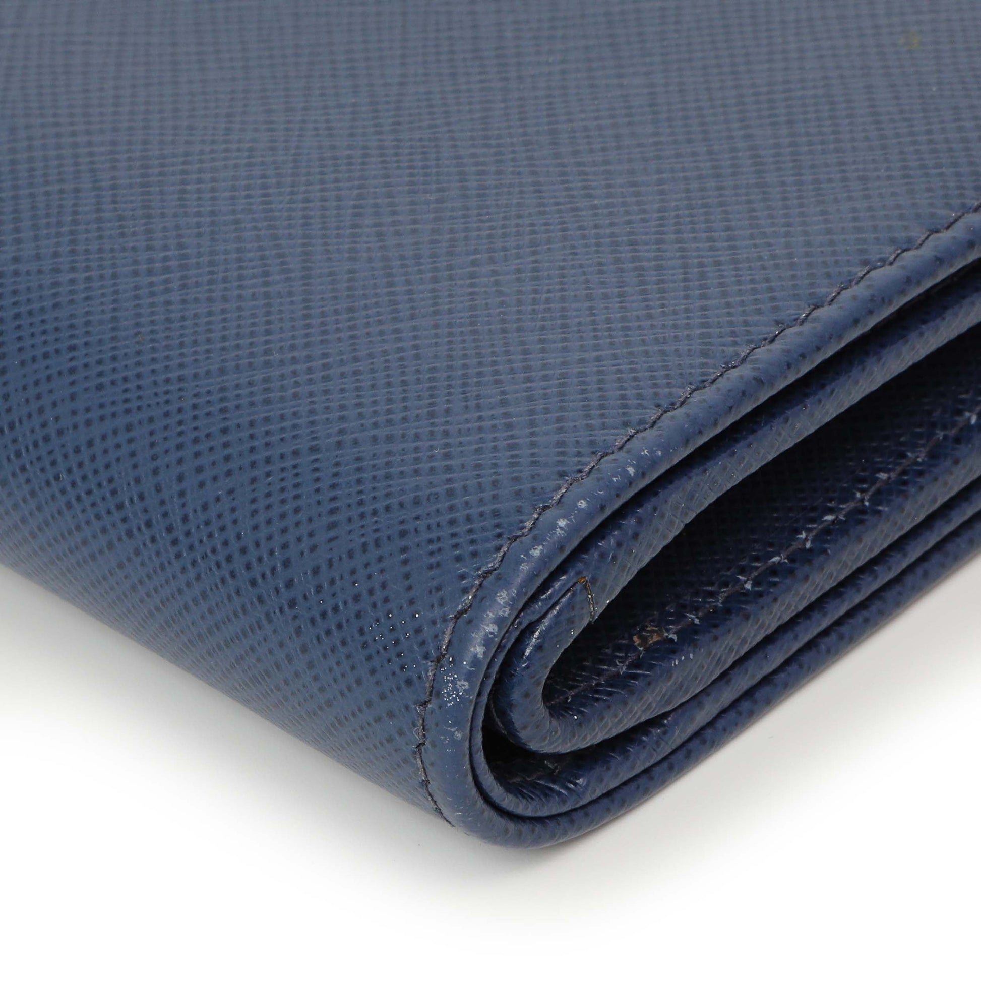 Exclusive Prada Blue Saffiano Small Wallet — Detail View