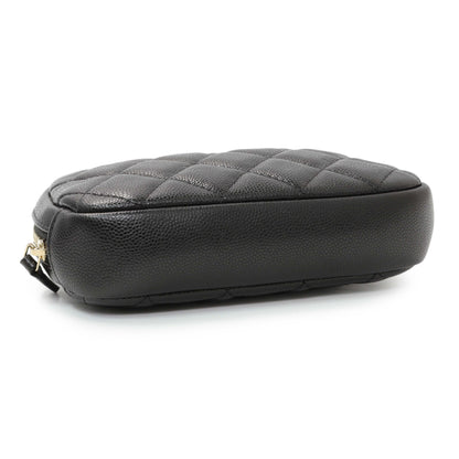 Exclusive Chanel Black Caviar Quilted Small Curvy Pouch Cosmetic Case — Back View