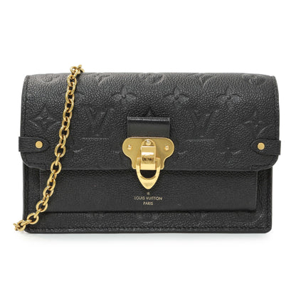 Exclusive Louis Vuitton Black Empreinte Vavin Chain Wallet — Front View