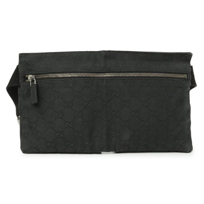 Exclusive Gucci Black GG Monogram Double Pocket Belt Bag — Side View