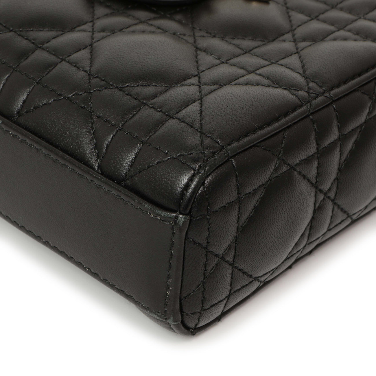 Exclusive Christian Dior Black Lambskin Cannage Medium Lady D-Joy — Detail View