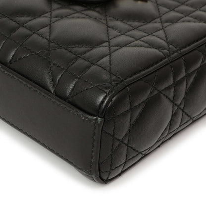 Exclusive Christian Dior Black Lambskin Cannage Medium Lady D-Joy — Detail View