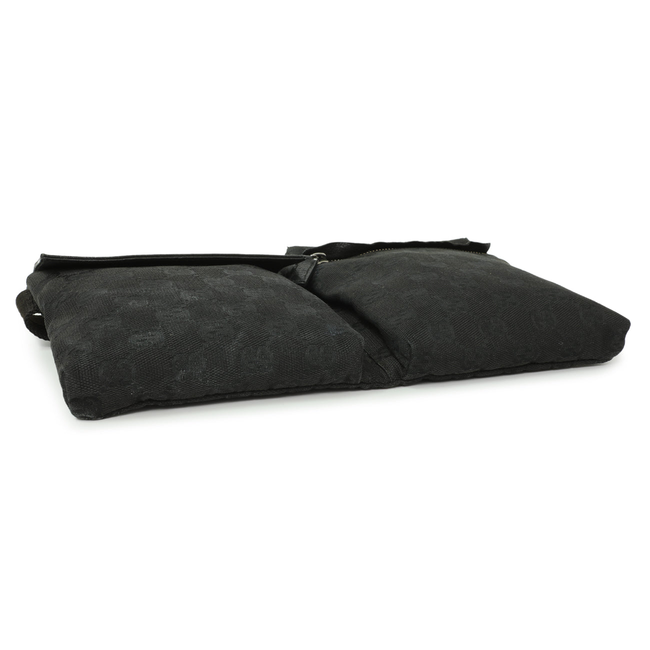 Exclusive Gucci Black GG Monogram Double Pocket Belt Bag — Back View