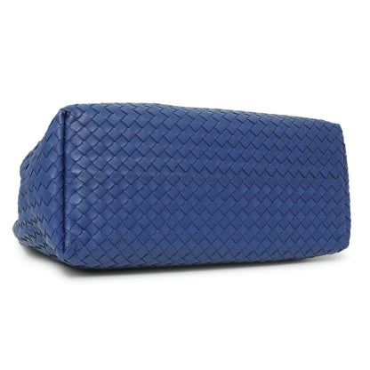 Exclusive Bottega Veneta Blue Nappa Intrecciato Medium Garda Bag — Back View
