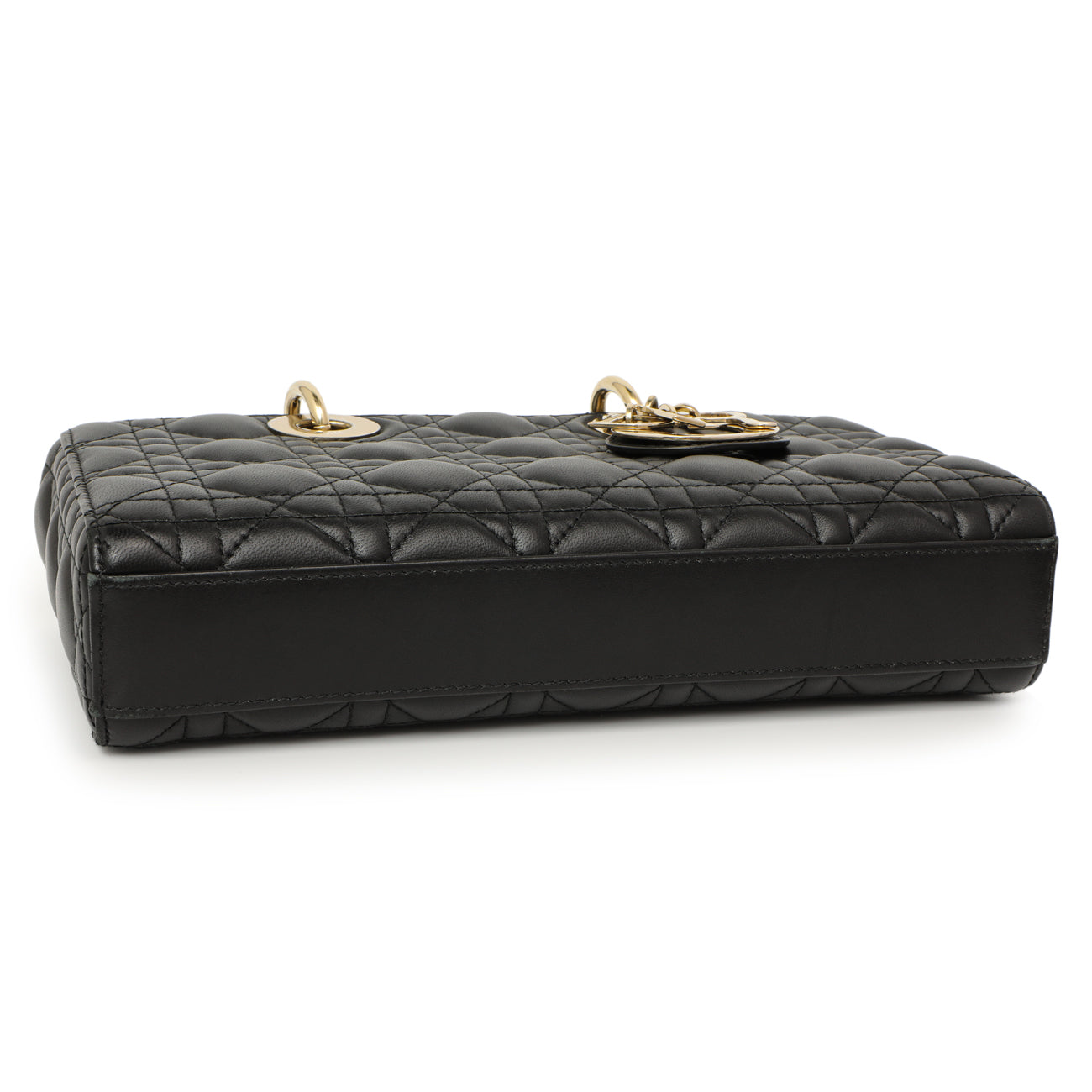 Exclusive Christian Dior Black Lambskin Cannage Medium Lady D-Joy — Back View