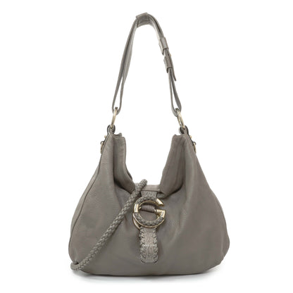 Exclusive Gucci Grey Calfskin G Wave Shoulder Bag — Front View