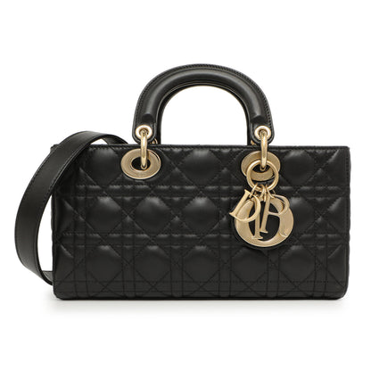 Exclusive Christian Dior Black Lambskin Cannage Medium Lady D-Joy — Front View