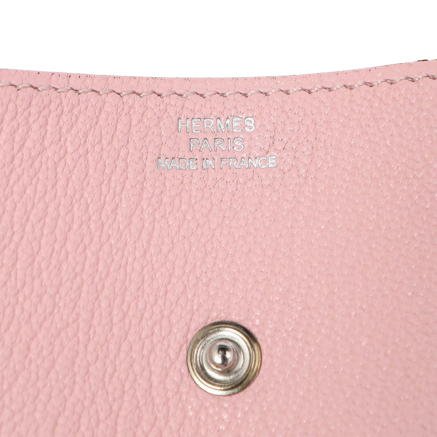 Exclusive Hermes Rose Sakura Chevre 72 Coin Purse — Detail View