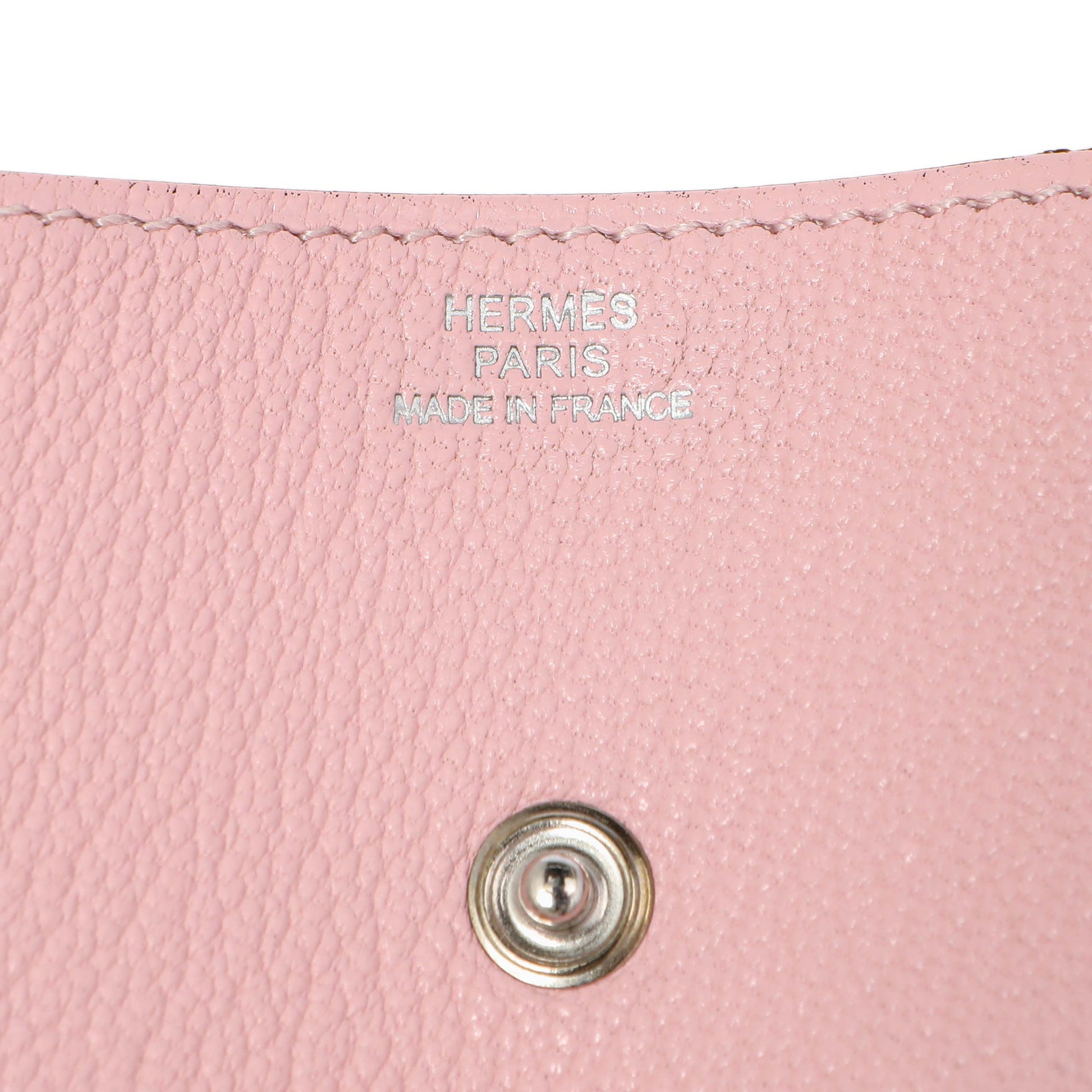 Exclusive Hermes Rose Sakura Chevre 72 Coin Purse — Detail View