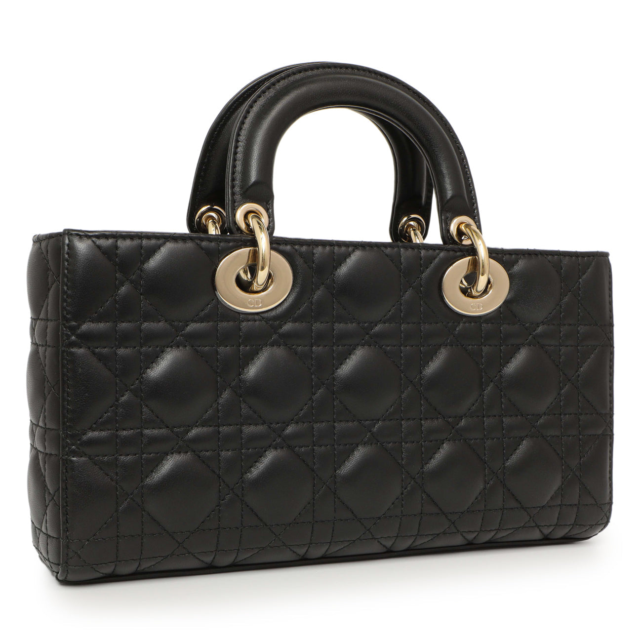 Exclusive Christian Dior Black Lambskin Cannage Medium Lady D-Joy — Side View