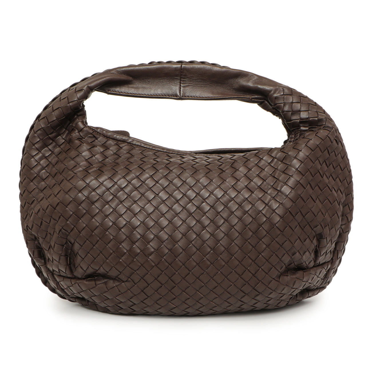 Exclusive Bottega Veneta Brown Nappa Intrecciato Medium Belly Hobo — Front View