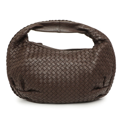 Exclusive Bottega Veneta Brown Nappa Intrecciato Medium Belly Hobo — Front View