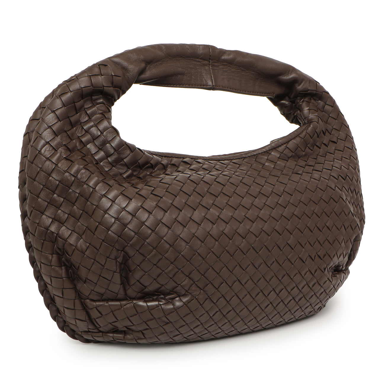 Exclusive Bottega Veneta Brown Nappa Intrecciato Medium Belly Hobo — Side View