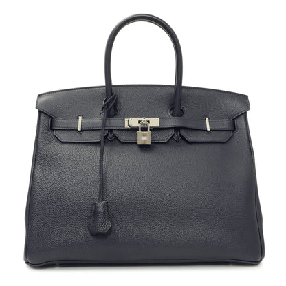Exclusive Hermes Bleu Nuit Togo Birkin 35 — Front View