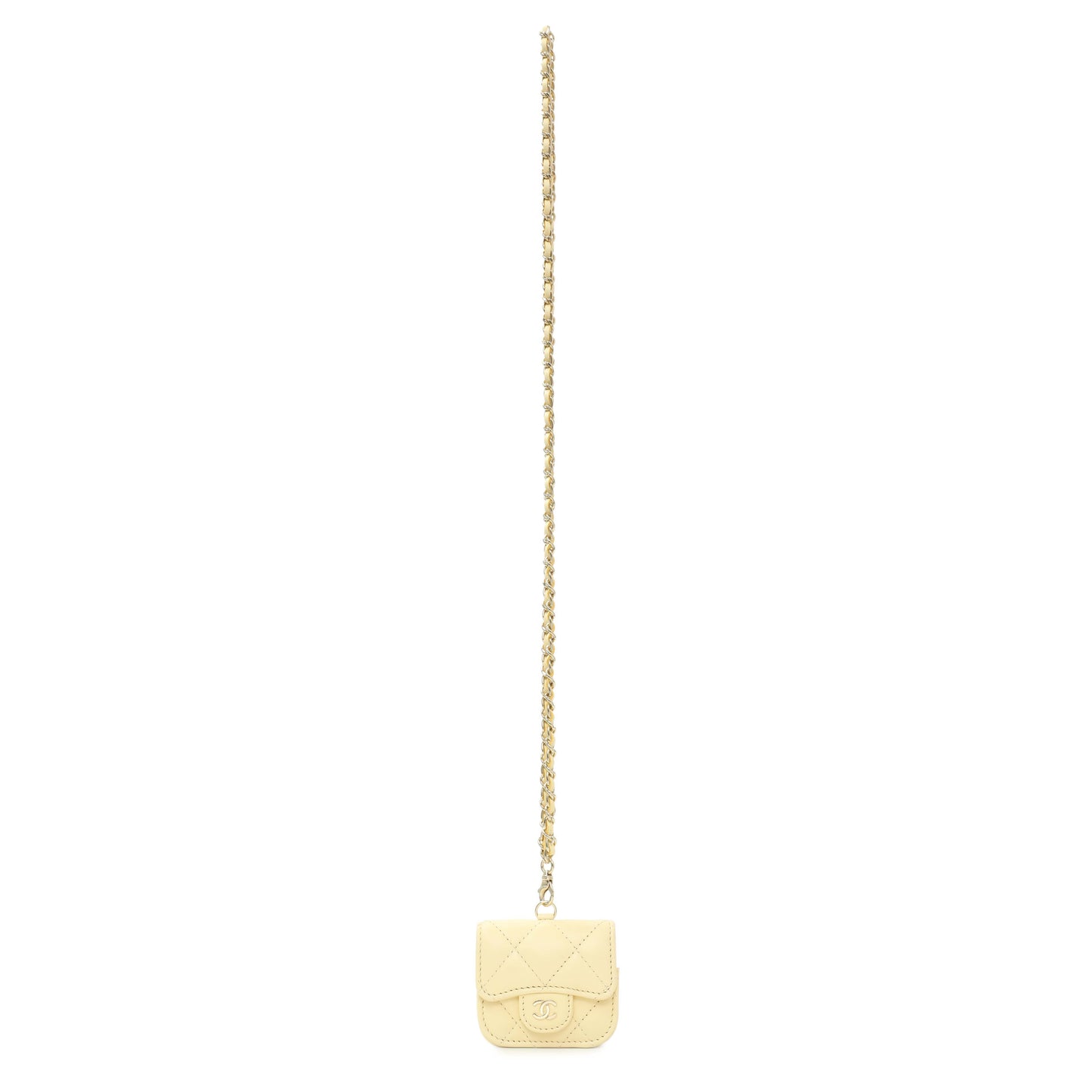 Exclusive Chanel Yellow Lambskin Airpod Pro Holder — Front View
