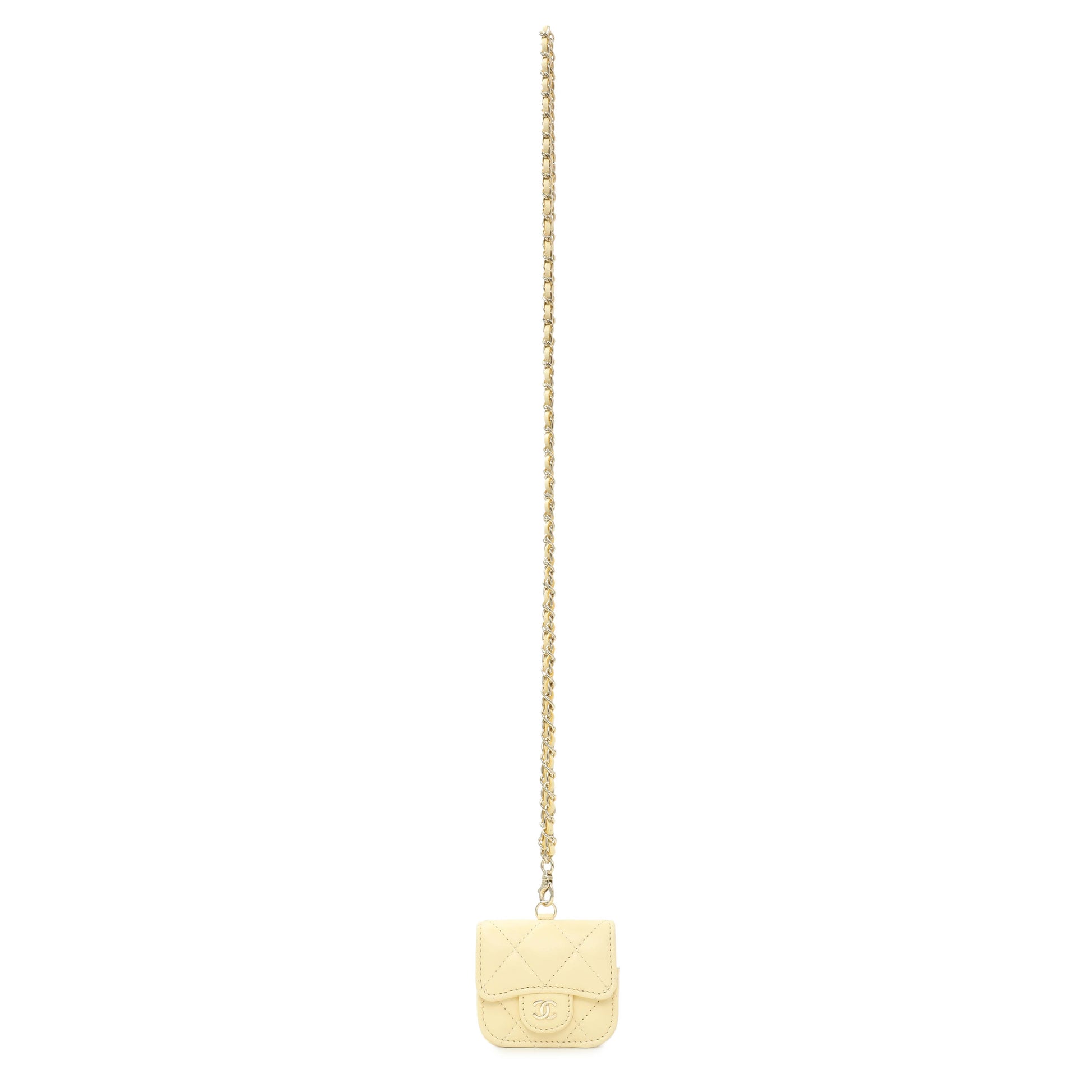 Exclusive Chanel Yellow Lambskin Airpod Pro Holder — Front View