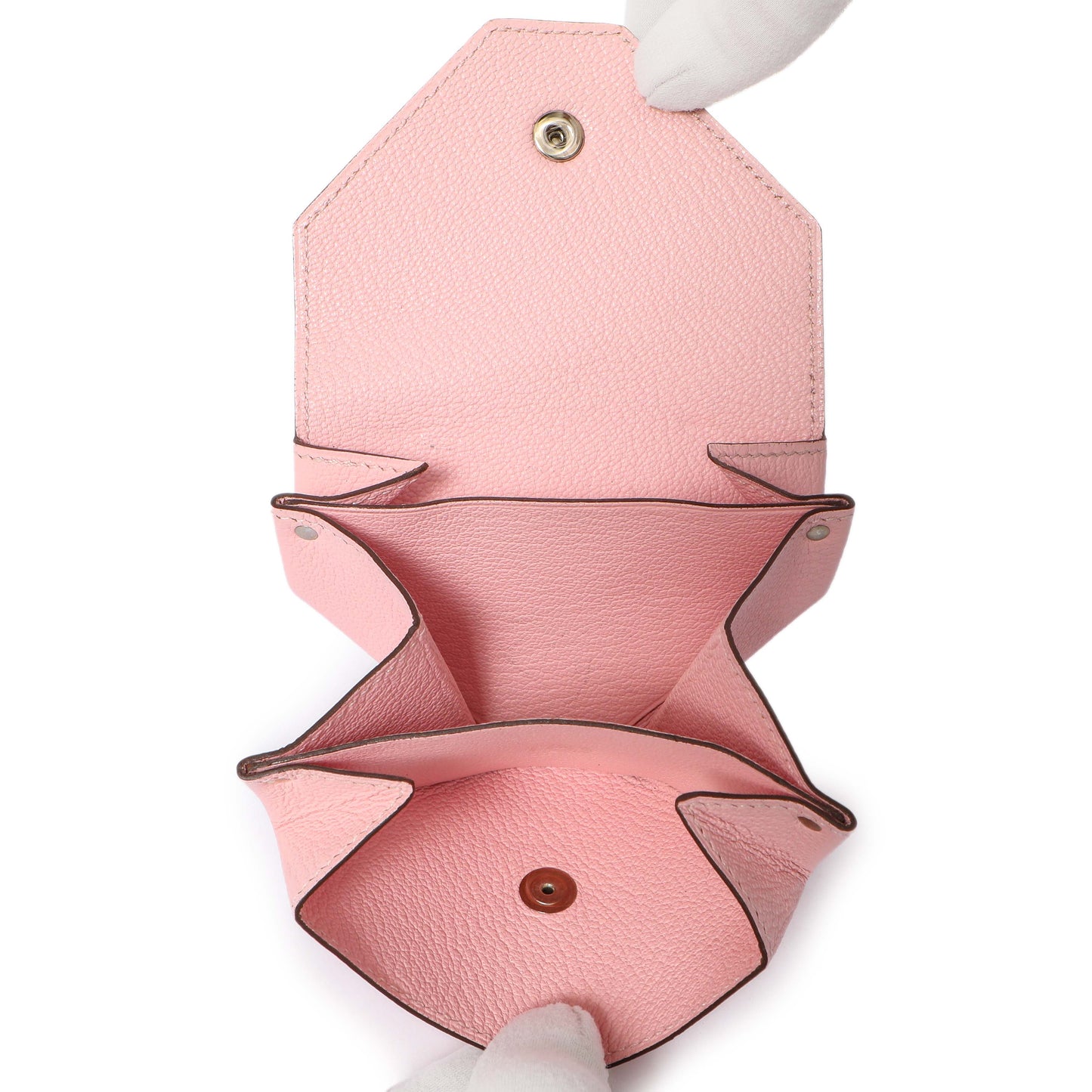 Exclusive Hermes Rose Sakura Chevre 72 Coin Purse — Top View
