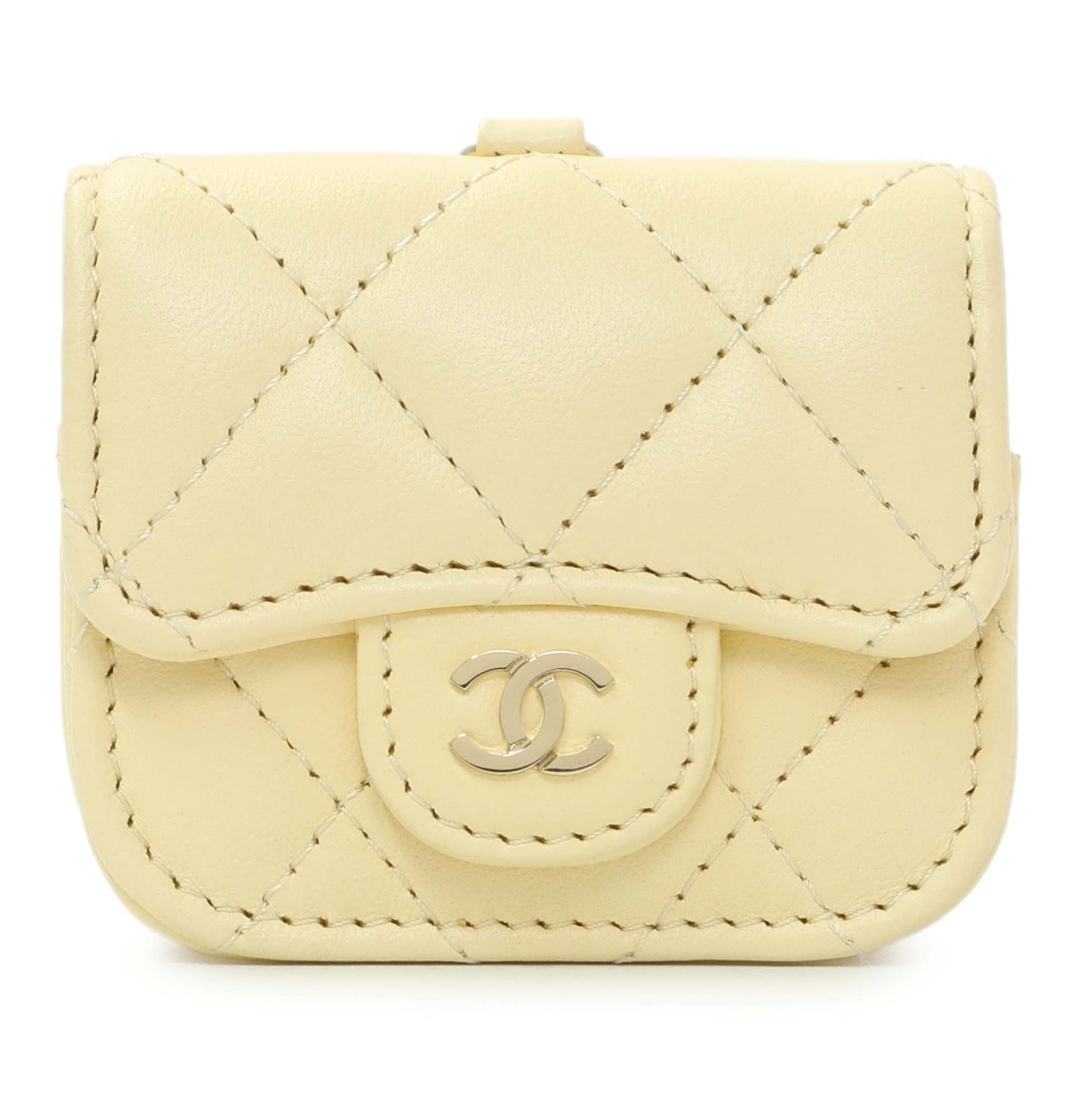 Exclusive Chanel Yellow Lambskin Airpod Pro Holder — Side View