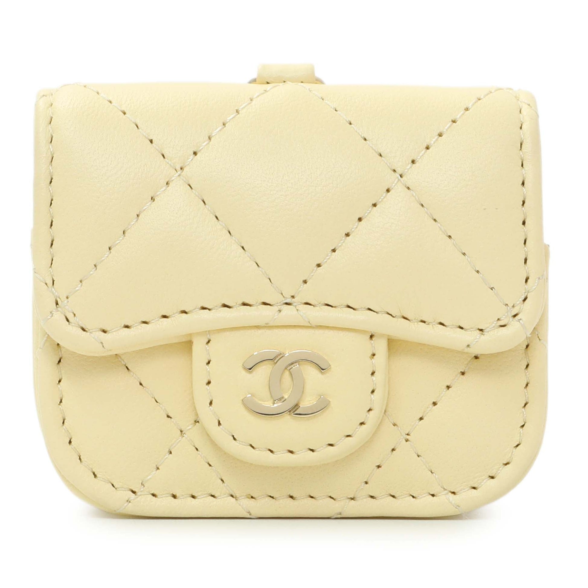 Exclusive Chanel Yellow Lambskin Airpod Pro Holder — Side View