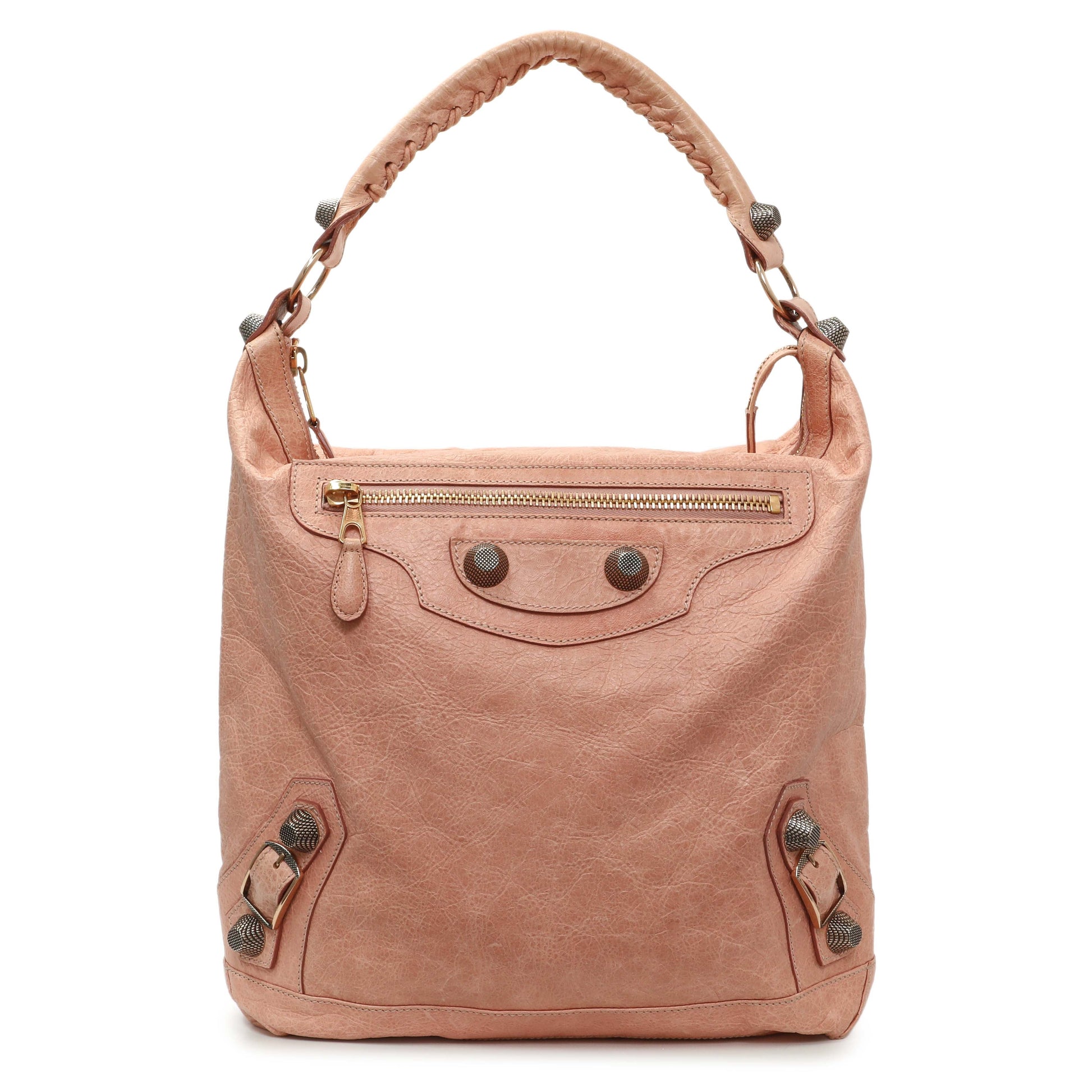 Exclusive Balenciaga Pink Agneau Giant 21 Hardware Day Hobo — Front View