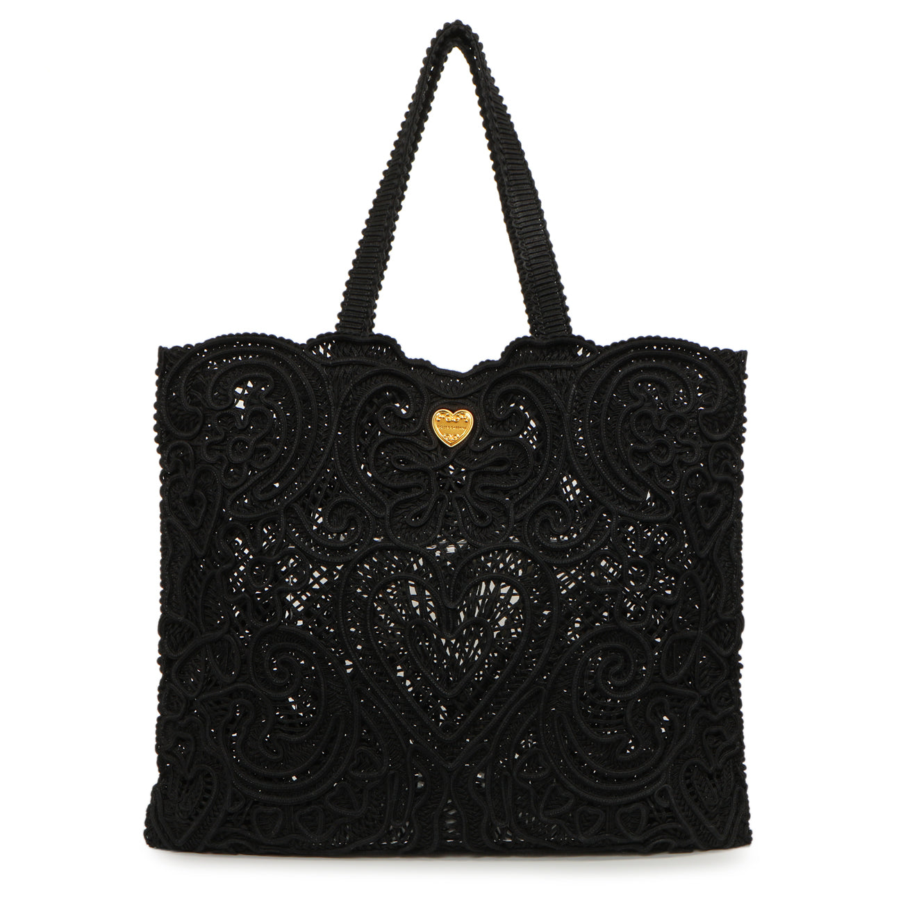 Exclusive Dolce & Gabbana Black Cordonetto Lace Tote — Front View