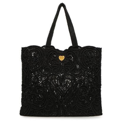 Exclusive Dolce & Gabbana Black Cordonetto Lace Tote — Front View