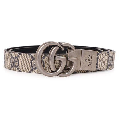 Exclusive Gucci GG Supreme Monogram Double G Reversible 20mm Belt — Side View