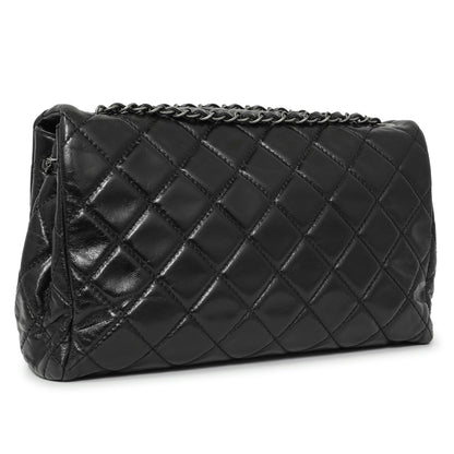 Exclusive Chanel Black Quilted Glazed Calfskin Large Coco Soft Flap — Side View