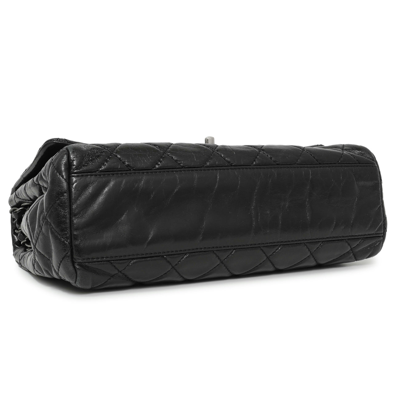 Exclusive Chanel Black Quilted Glazed Calfskin Large Coco Soft Flap — Back View