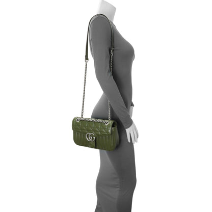 Exclusive Gucci Green Calfskin Matelasse Aria Small GG Marmont Shoulder Bag — Alternate View 11