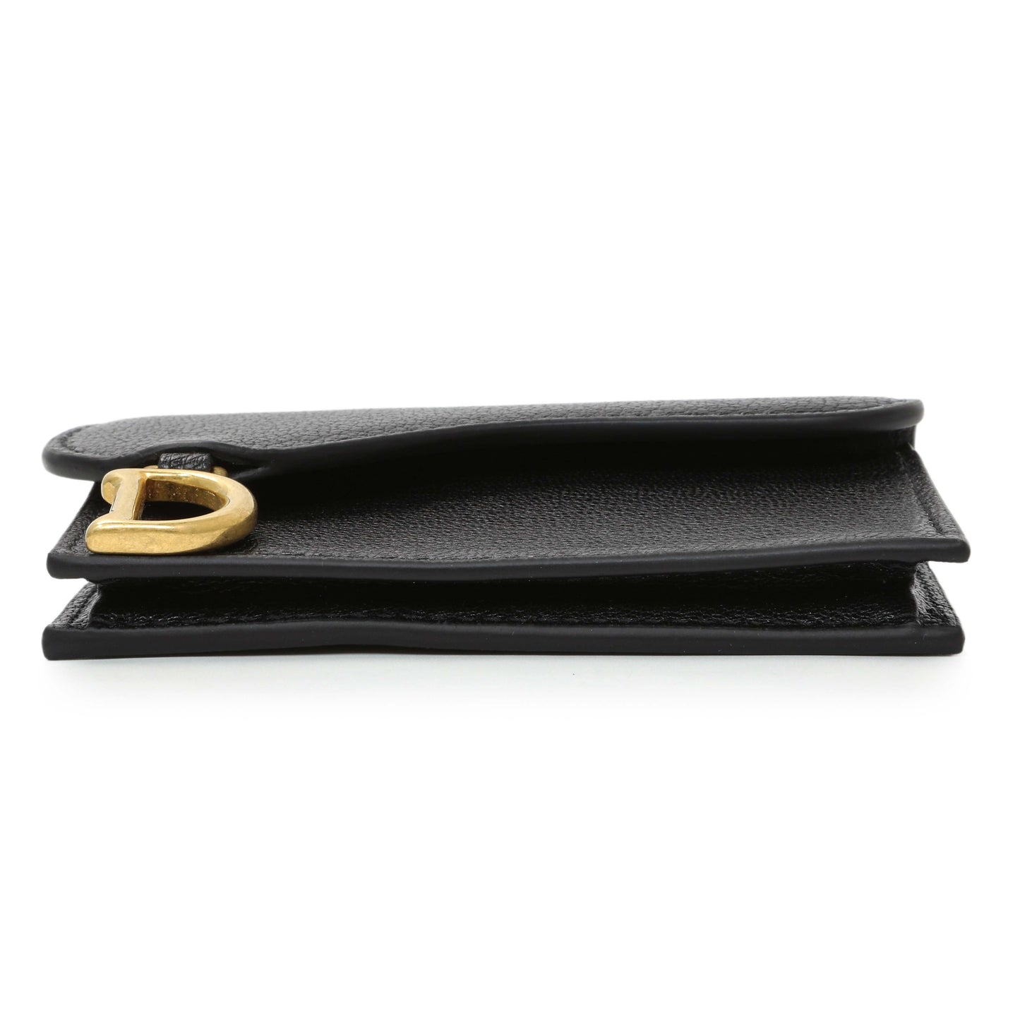 Exclusive Christian Dior Black Grained Calfskin Saddle Card Holder — Back View