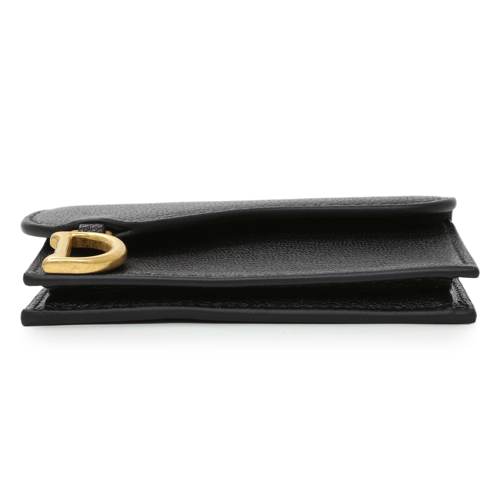 Exclusive Christian Dior Black Grained Calfskin Saddle Card Holder — Back View