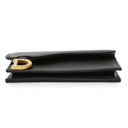 Exclusive Christian Dior Black Grained Calfskin Saddle Card Holder — Back View