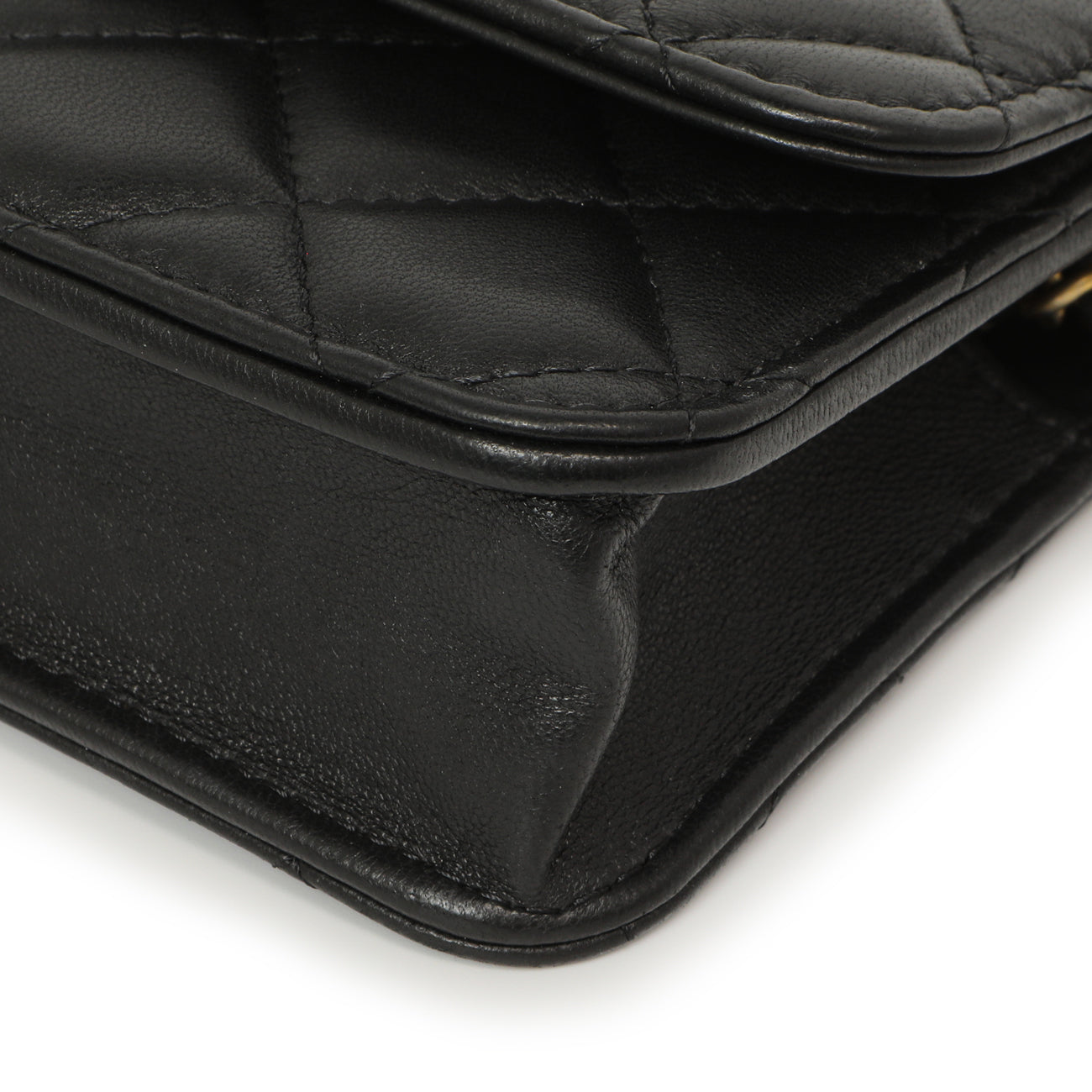Exclusive Chanel Black Quilted Lambskin Pearl Crush Clutch with Chain — Lifestyle View