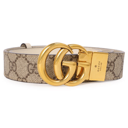 Exclusive Gucci GG Supreme Monogram Double G Reversible 30mm Belt — Detail View